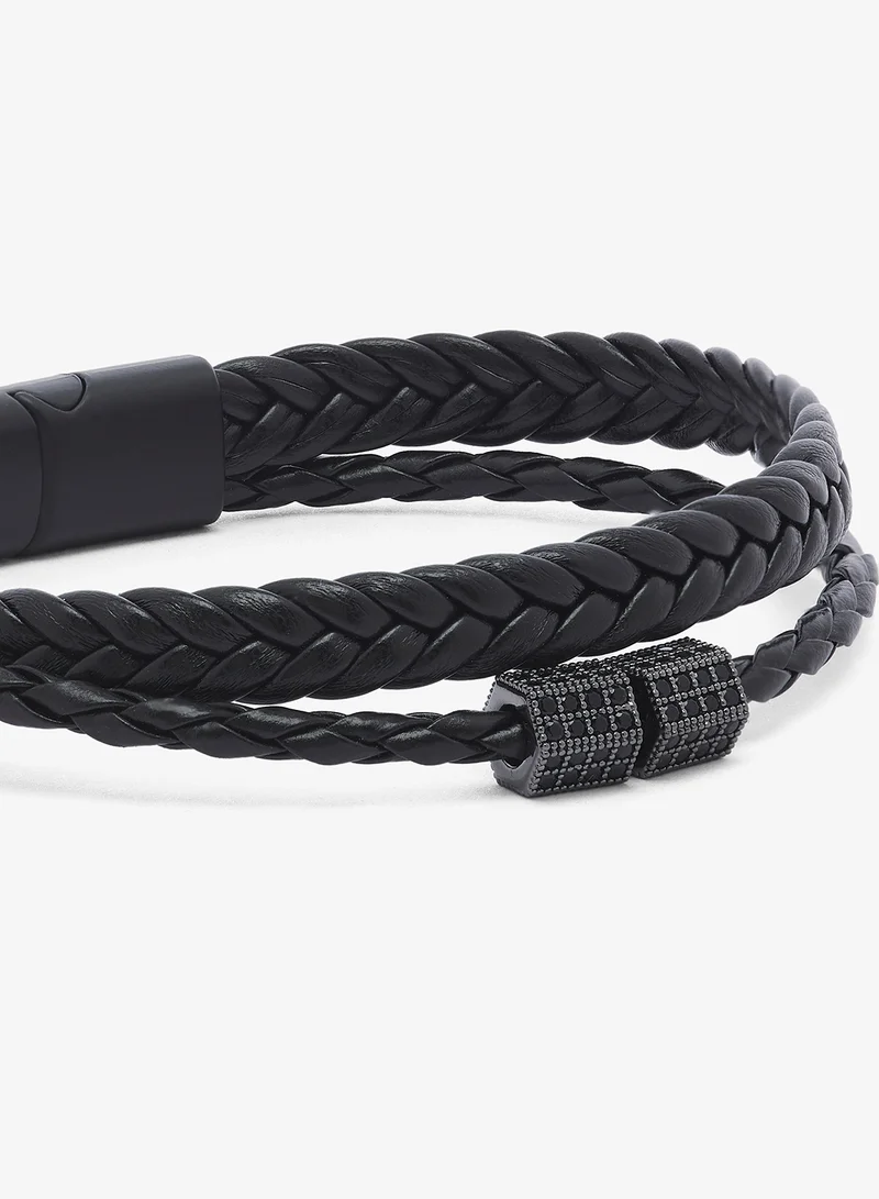 Seventy Five  Multi-Layer Braided Leather Bracelet for Men | Best Price UAE